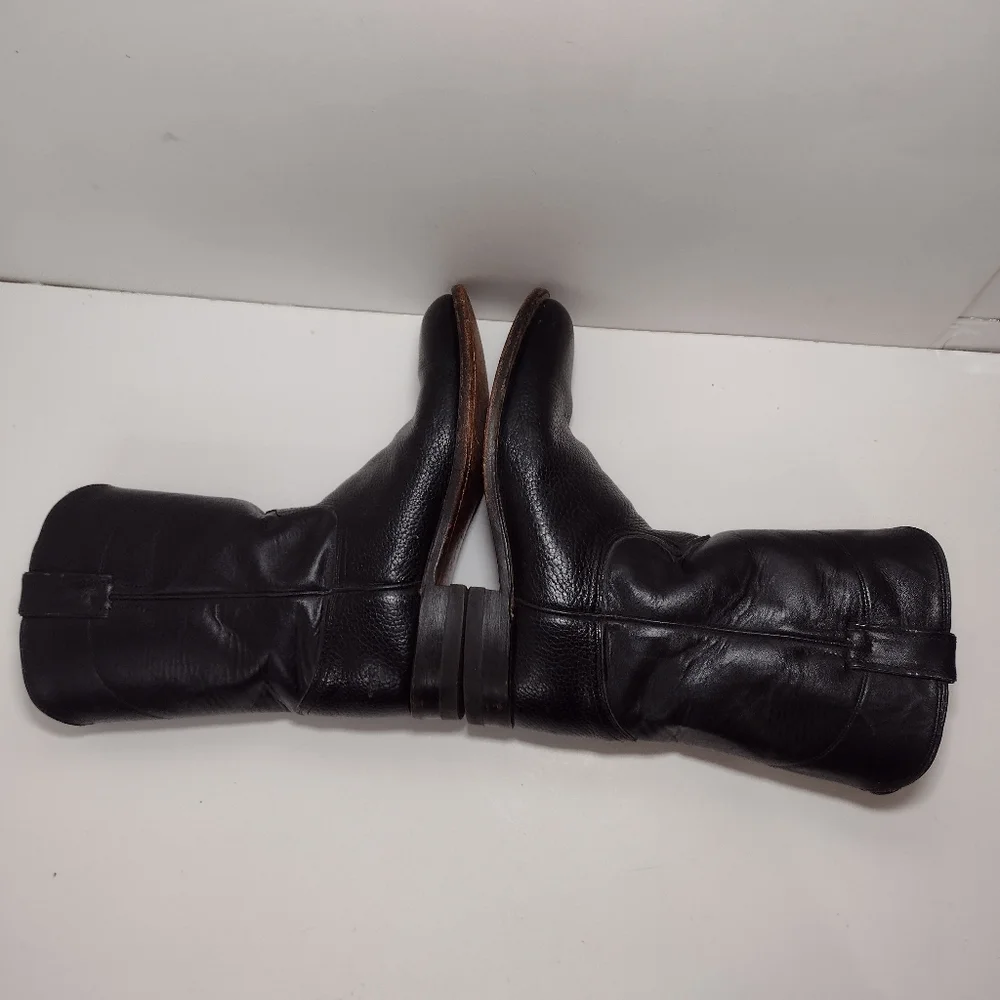 Justin Classic Black Leather Men's Boots Size (9)D Made In USA - Picture 9 of 12